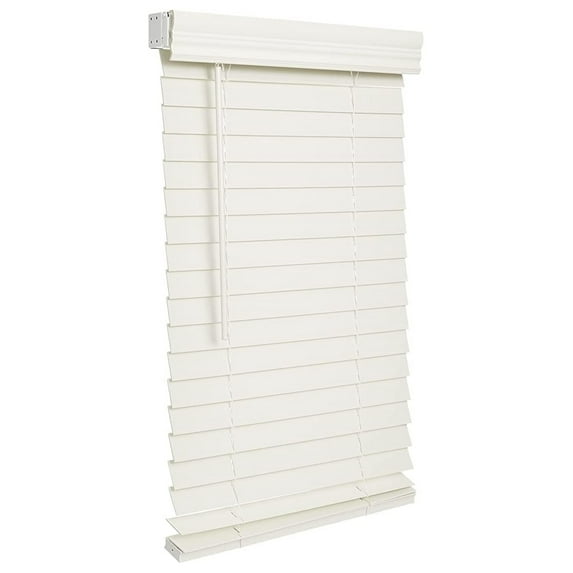 Cordless 2-inchFaux Wood Blind 22" Wide x 64" Long,(Soft White-Antique White),Smooth, Room Darkening, Horizontal Blinds for Living Room, Bedroom, Interior Door Windows