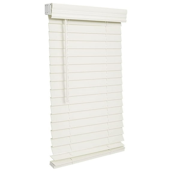 Cordless 2-inchFaux Wood Blind 31" Wide x 60" Long,(Soft White-Antique White),Smooth, Room Darkening, Horizontal Blinds for Living Room, Bedroom, Interior Door Windows