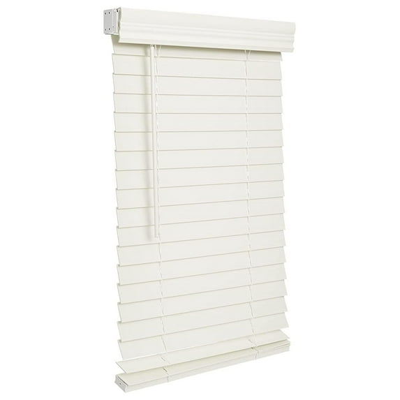 Cordless 2-inchFaux Wood Blind 34" Wide x 68" Long,(Soft White-Antique White),Smooth, Room Darkening, Horizontal Blinds for Living Room, Bedroom, Interior Door Windows