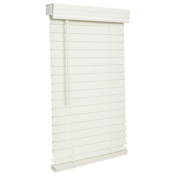 Cordless 2-inchFaux Wood Blind 37" Wide x 72" Long,(Soft White-Antique White),Smooth, Room Darkening, Horizontal Blinds for Living Room, Bedroom, Interior Door Windows
