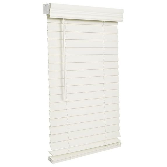 Cordless 2-inchFaux Wood Blind 40" Wide x 72" Long,(Soft White-Antique White),Smooth, Room Darkening, Horizontal Blinds for Living Room, Bedroom, Interior Door Windows
