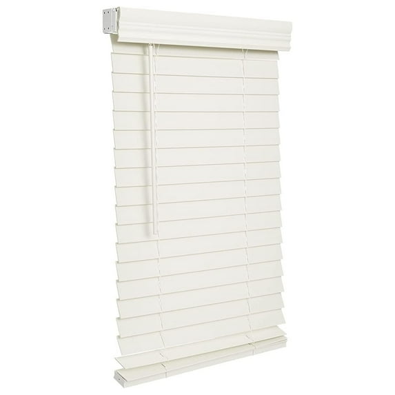 Cordless 2-inchFaux Wood Blind 47" Wide x 72" Long,(Soft White-Antique White),Smooth, Room Darkening, Horizontal Blinds for Living Room, Bedroom, Interior Door Windows