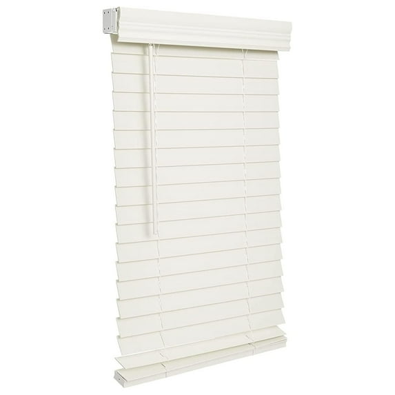 Cordless 2-inchFaux Wood Blind 59" Wide x 36" Long,(Soft White-Antique White),Smooth, Room Darkening, Horizontal Blinds for Living Room, Bedroom, Interior Door Windows