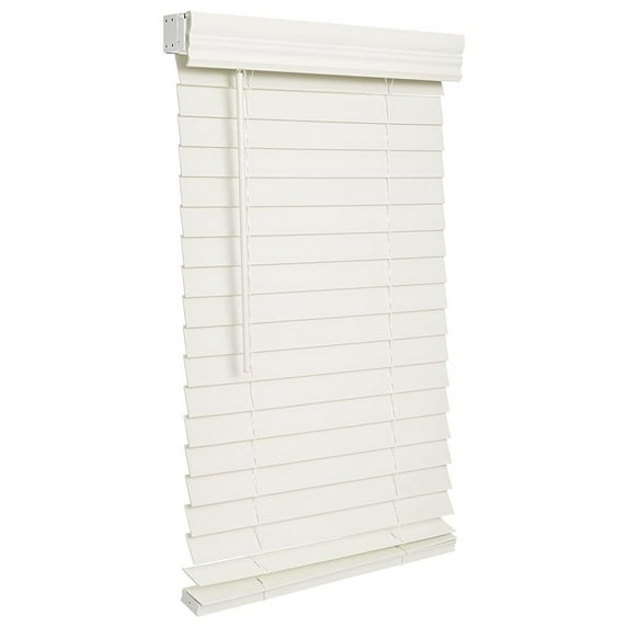 Cordless 2-inchFaux Wood Blind 71" Wide x 36" Long,(Soft White-Antique White),Smooth, Room Darkening, Horizontal Blinds for Living Room, Bedroom, Interior Door Windows