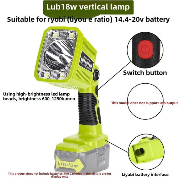 Cordless 3/5/8/9 inch LED Tool Light For RYOBI 18V Lithium Nickel One+ Battery Outdoor Flashlight Spotlight Lamp Emergency Light
