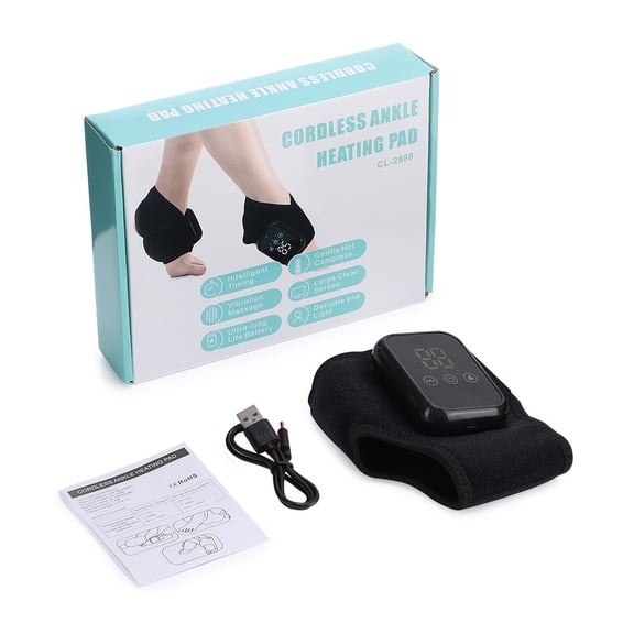Cordless 3-in-1 Foot & Ankle Massager for Neuropathy - 3-Level Vibration & Heat Therapy, Portable Heel/Arch Pain Relief Massager with Extension Strap, Ideal Gift for Men & Women(Black 1pcs)