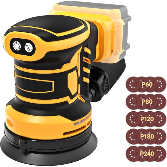 Cordless 5-Inch Random Orbital Sander Compatible with DeWalt 20V Battery (Tool Only), Brushless Electric Sander with Dust Collection, 6 Variable Speeds (7,00013,500 RPM) for Woodworking & Furniture