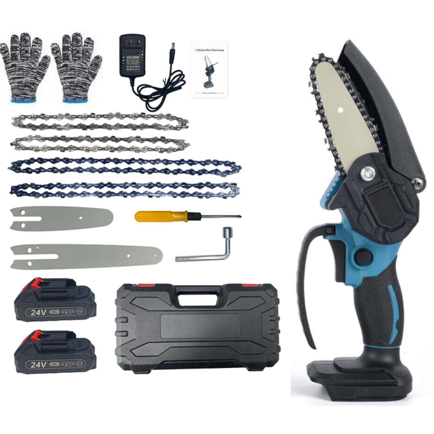 Cordless 6-Inch Mini Handheld Electric Chainsaw 24V 550W Battery Power ...
