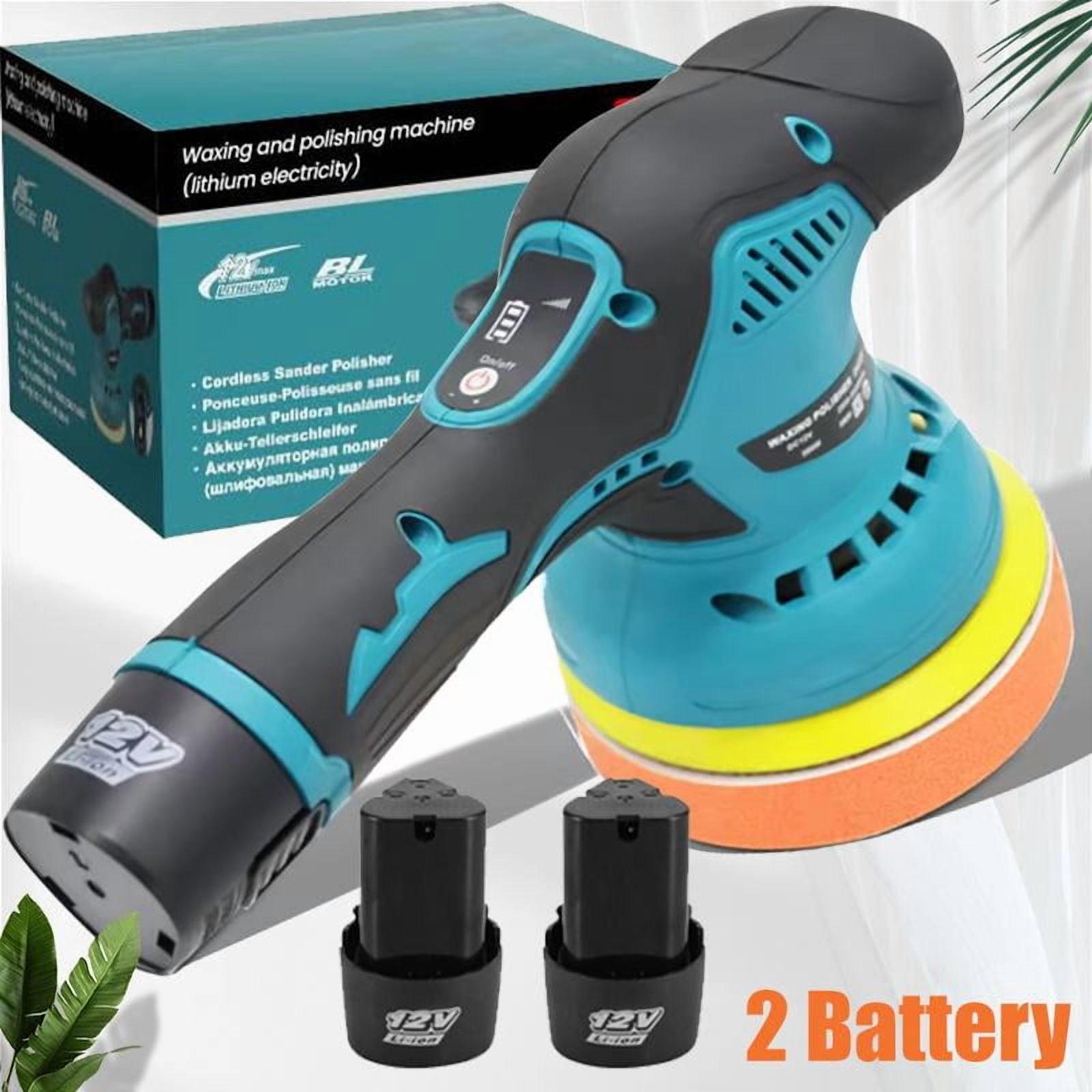 Cordless 6 In Mini Orbital Buffer Polisher Kit with 2 Pack 12V ...