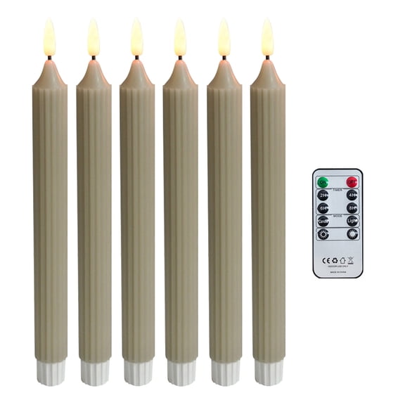 Cordless 6 PCS Window Flameless LED Taper Candles with Sensor Timer for Dusk to Dawn for Christmas and Decorations