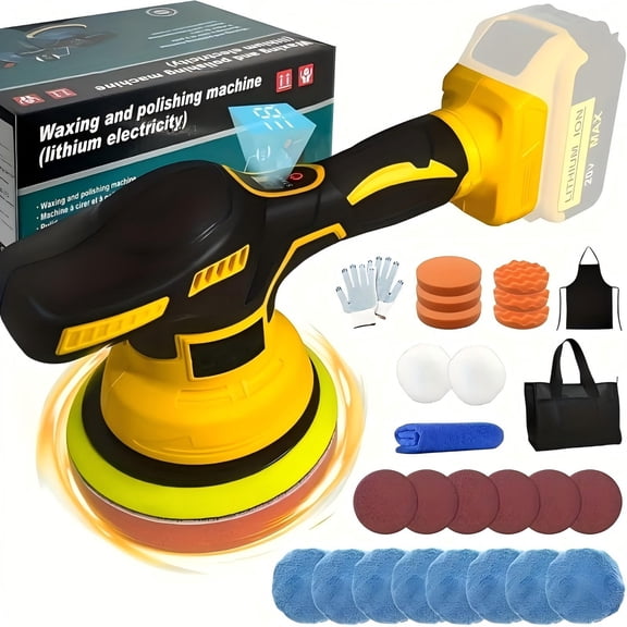 ELECMAPS Cordless Car Buffer Polisher - 6-Speed, Up to 6800 RPM, Dual Action, Orbital Polisher with Buffing Pads, Compatible with DEWALT 20V MAX