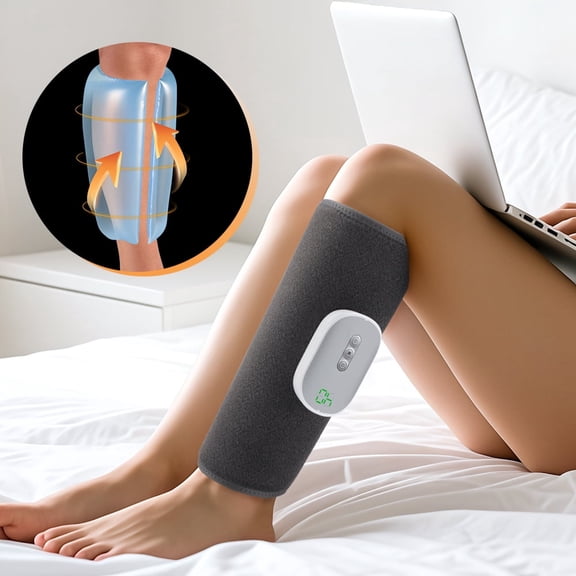 Cordless Air Compression Leg Massager, Calf Massager with 8 Intensities 4 Modes for Circulation, Portable Rechargeable Muscle Relaxation Device for Fatigue Relief, Gifts for Men Women (Single)