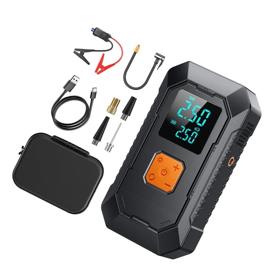Cordless Air Compressor Tire Inflator For Car Bikes Sports Equipment Includes with Led Power Adapter Rechargeable