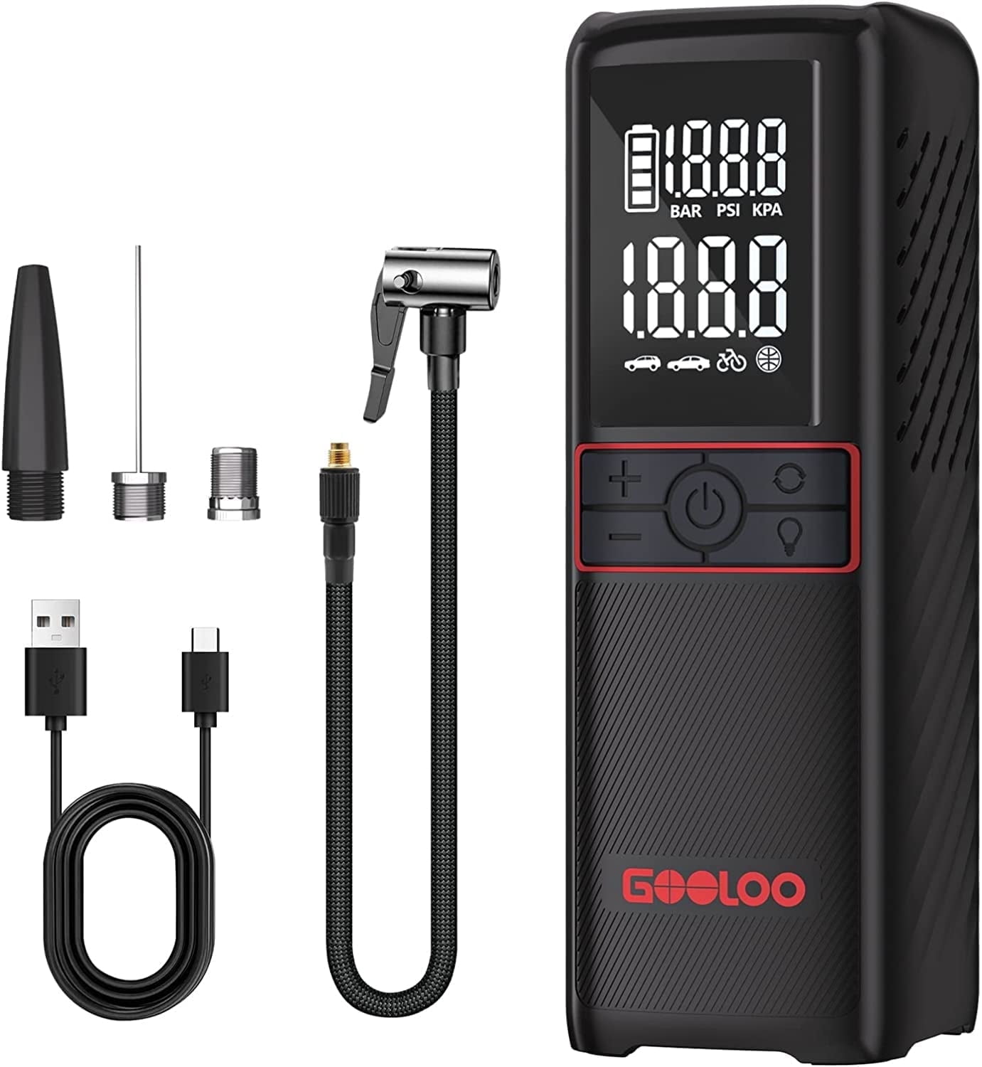 Cordless Air Compressor Tire Inflator, Portable Air Pump 160PSI 7500mAh Auto-Shutoff with LED Digital Pressure, GOOLOO Rechargeable Tire Pump for Car Tires,Bikes,Balls,Motorcycles