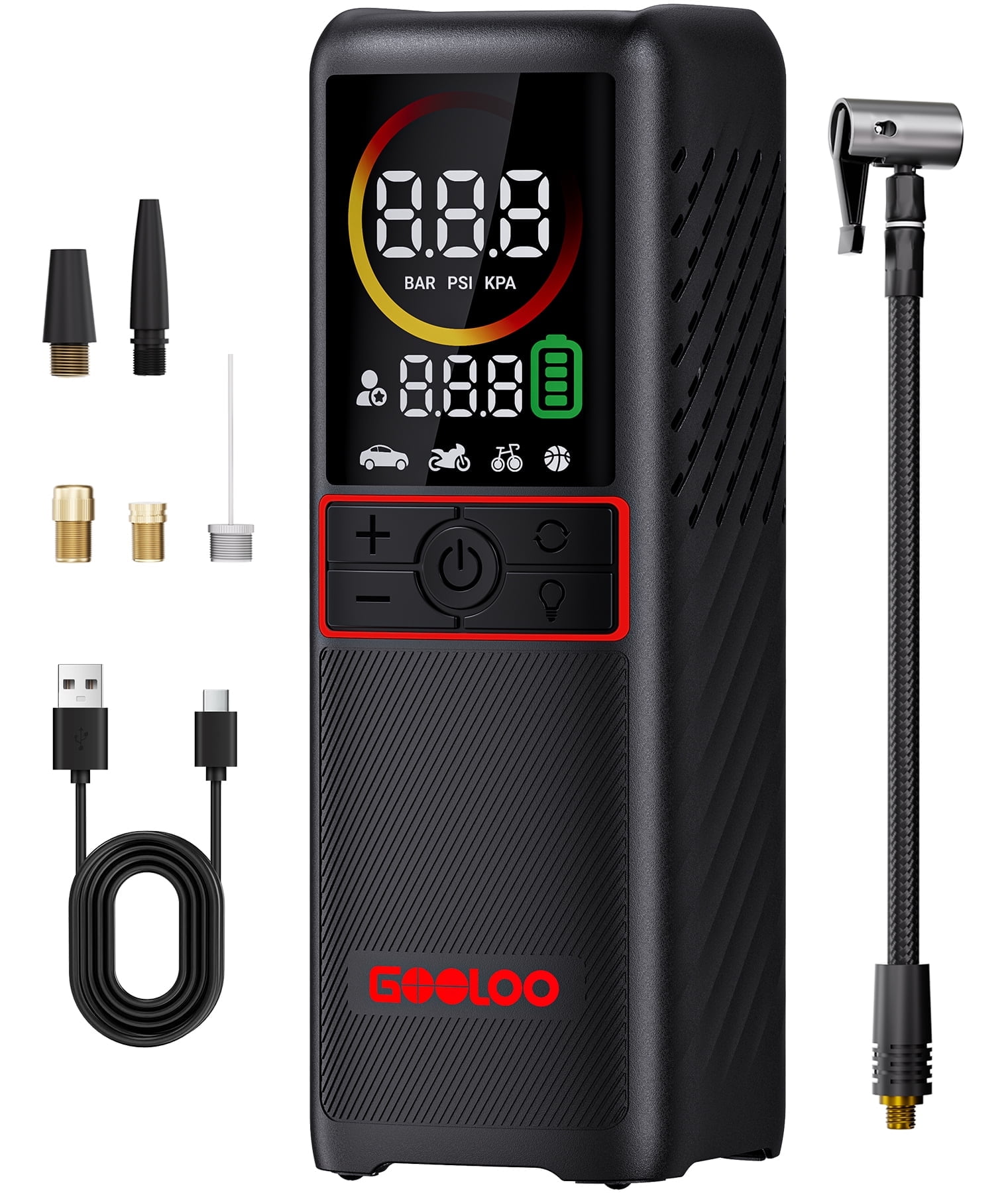 160 PSI Portable Tire Inflator Air Compressor 7500mAh Battery Cordless Air Pump for Car Tires Auto-Shutoff w/ LED Digital Pressure, GOOLOO GT160 Tire Pump for Bikes,Balls,Motorcycles,Bicycle