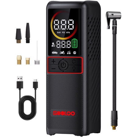 GOOLOO 160PSI Cordless Tire Inflator, GT160 Air Pump for Car Tires, 7500mAh Portable Air Compressor with Auto-Shutoff & LED Digital Gauge for Motorcycle, Bike & SUV price history and forecast - Gooloo PT05