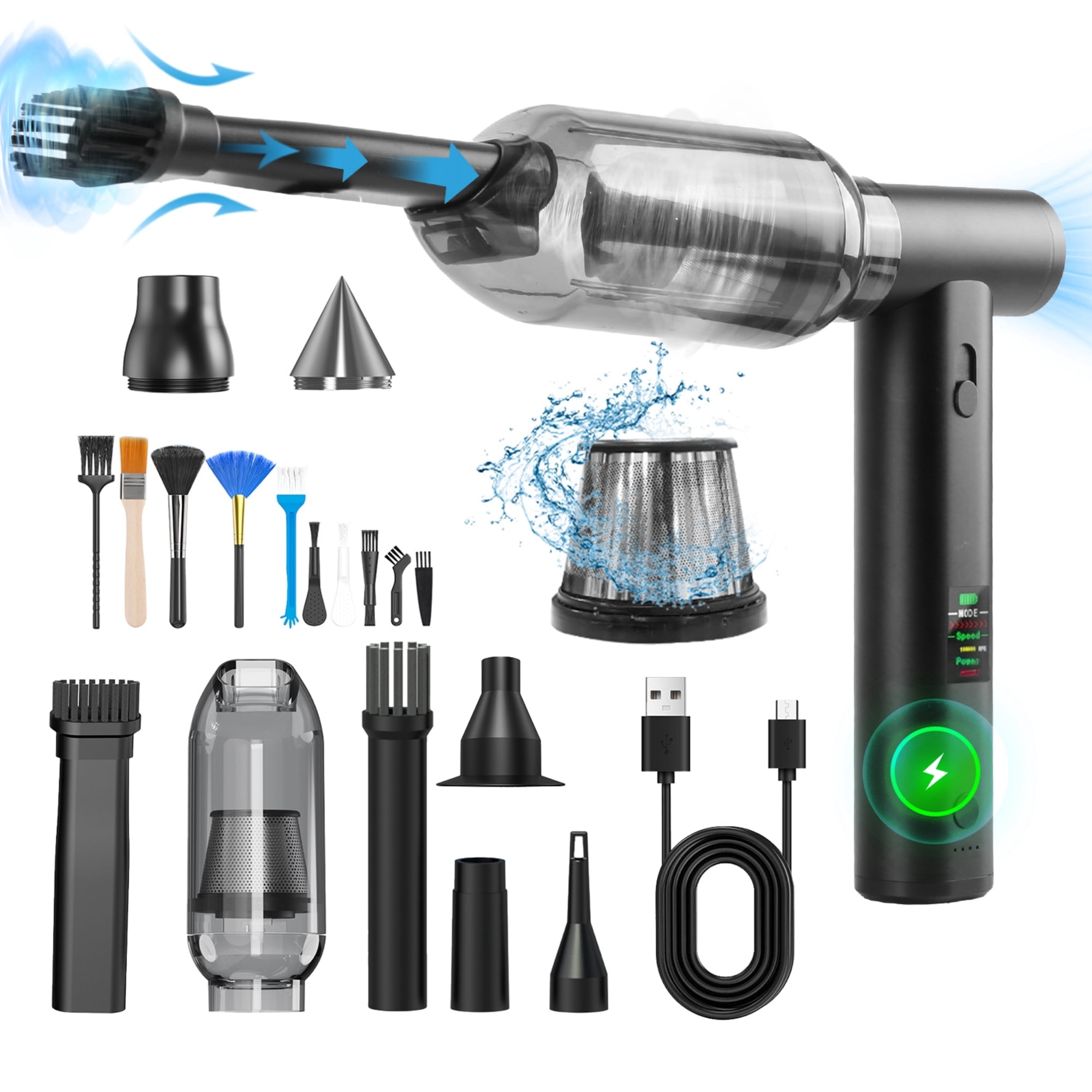 Cordless Air Duster with Brushless Motor - 130,000RPM, Variable Speed, Portable Dust Blower and Vacuum