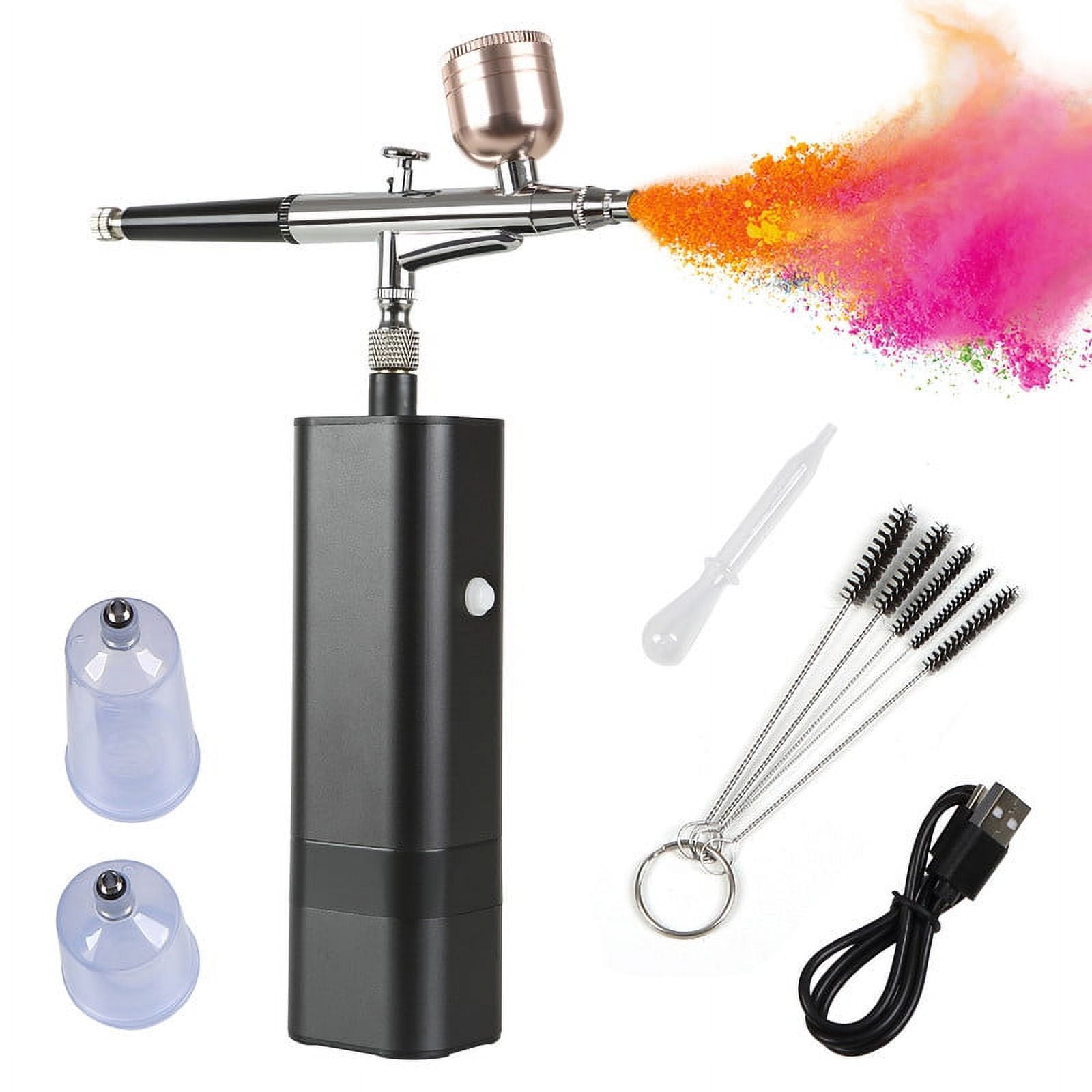 Multi-functional Airbrush Kit with Compressor Handheld Air Brush Set  Dual-Action 5-level Adjustable Pressure Max.25PSI with 3pcs Paint Cups for  Painting Craft Model Coloring Nail Art Makeup 
