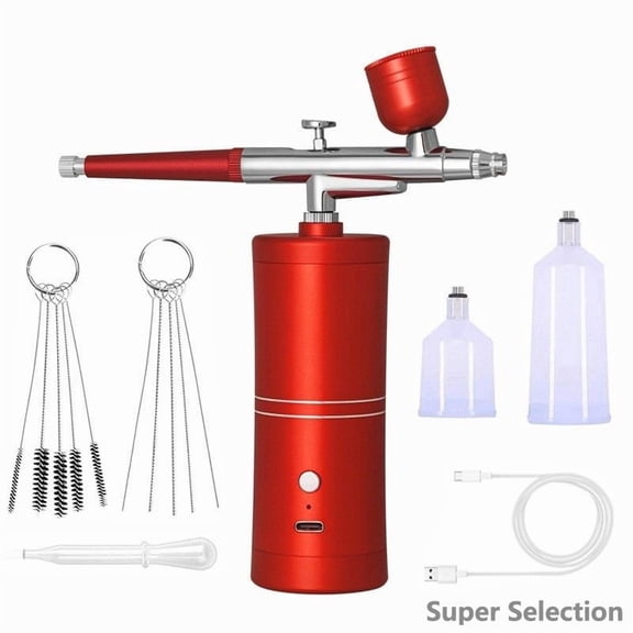 Cordless Airbrush Kit With Compressor, Rechargeable USB Airbrush Gun With 3 Adjustable Pressure Settings For Model Painting, Nail Art, Cake Decorating, Makeup,Side Feed