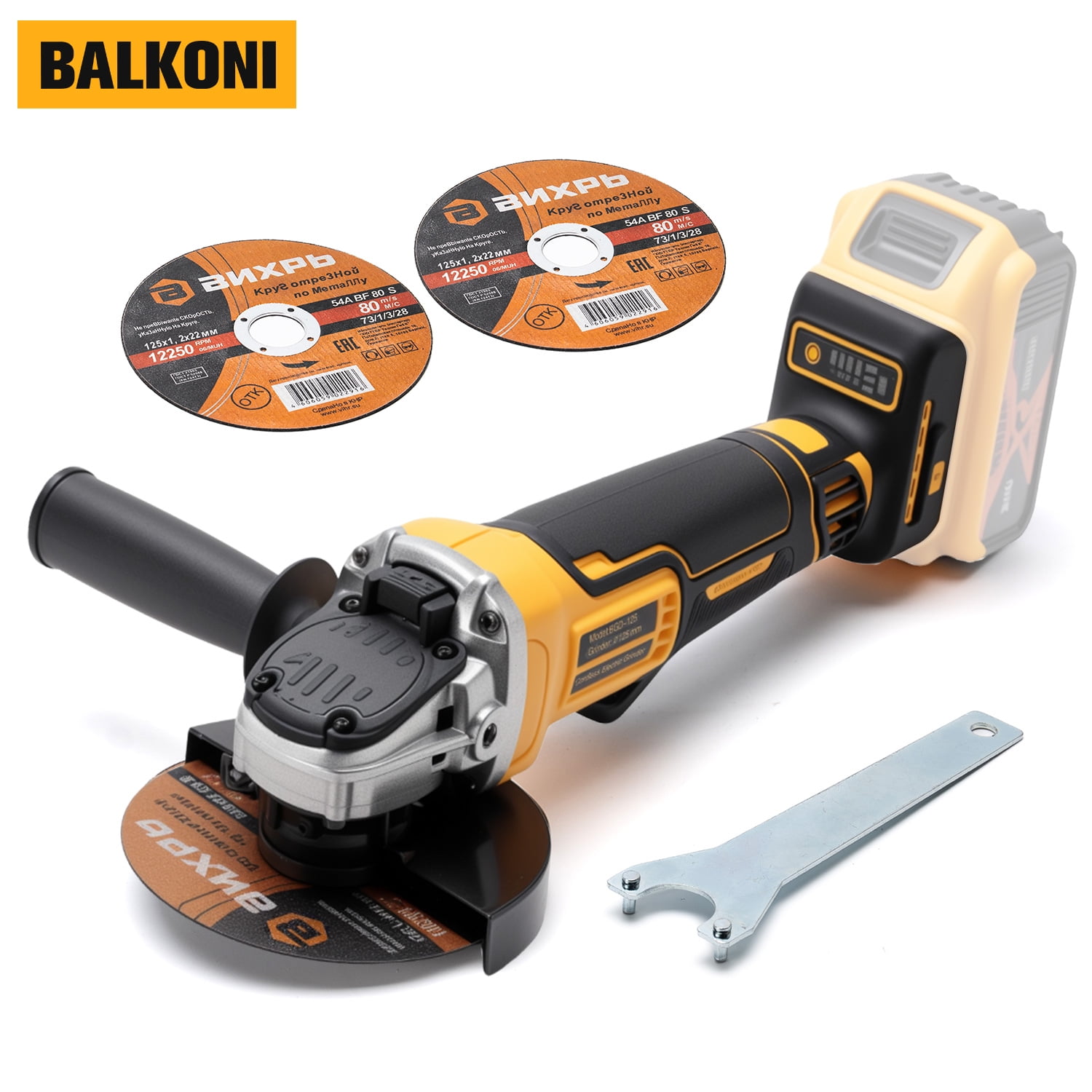 Cordless Angle Grinder, 125mm Disc, Fit Dewalt 20V Battery, 8500 RPM Max, Tool Only
