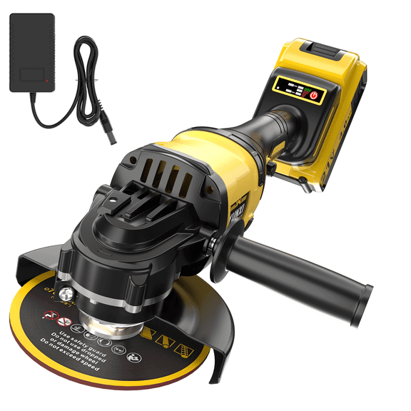 Cordless Angle Grinder, 21V Brushless Electric Grinder with 4.0Ah Li-ion Battery, Charger & Accessories