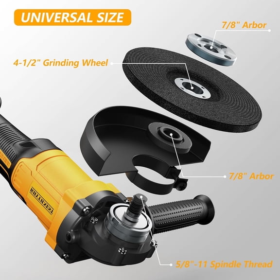 Cordless Angle Grinder 4-1/2" Compatible with  20V Battery,3 Variable Speed Amoladora Angular Included 6 Discs,Electric Grinder Tool for Cutting, Grinding,Polishing and Rust RemovalTool Only