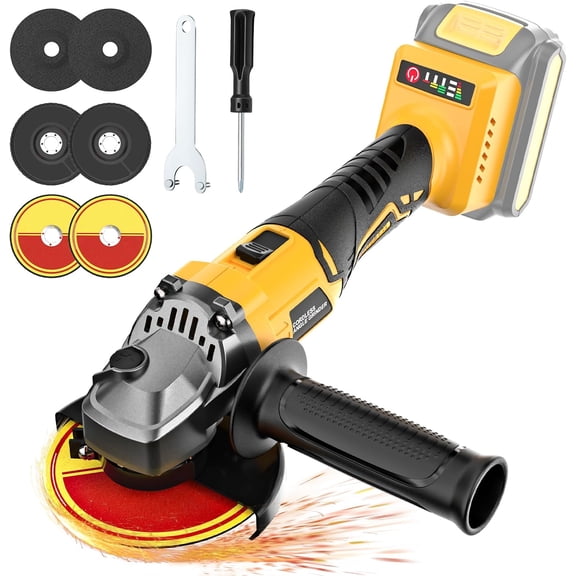 Cordless Angle Grinder 4-1/2" Compatible with Dewalt 20V Battery, 9000RPM Brushless Grinder Tool, 3-Speed & Slide Lock Switch, Power Grinder for Cutting Grinding Polishing (Tool Only)