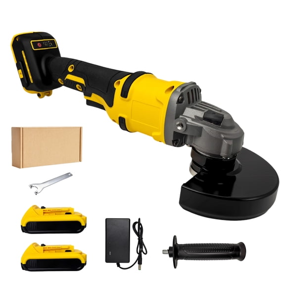 HELMSHAR Cordless Angle Grinder For 20V Battery , Brushless Motor, 5" Grinding Disc, 3 Variable Speeds & Adjustable Handle, Use For Metal, Stone, Wood(2SB)