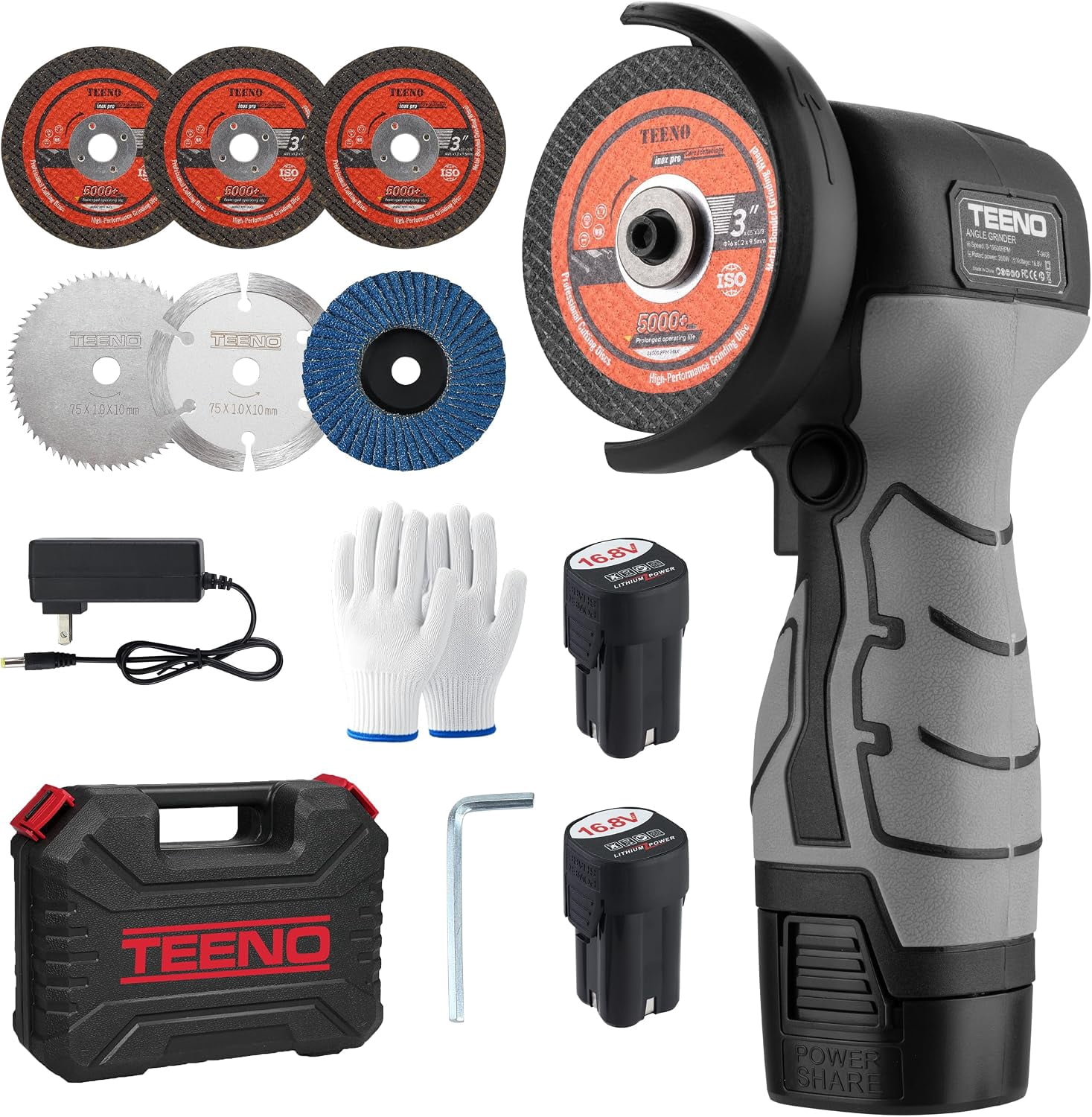 Cordless Angle Grinder Kit, 19,500 RPM Mini Handheld Grinder Tool with ...