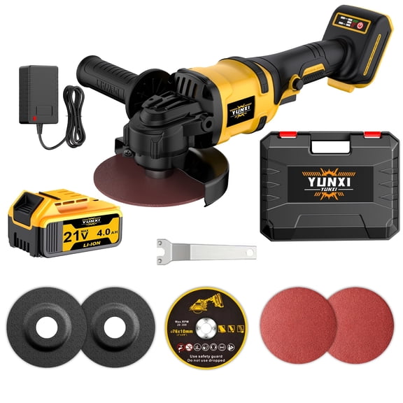 Cordless Angle Grinder Kit, 21V Rechargeable Lithium-Ion Power Tool for Cutting, Grinding, and Polishing with Accessories