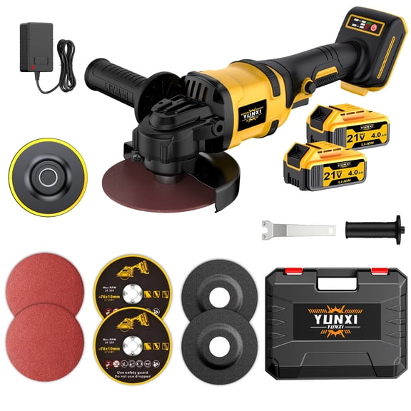Cordless Angle Grinder Kit, 21V Rechargeable Lithium-Ion Power Tool for Cutting, Grinding, and Polishing with Accessories