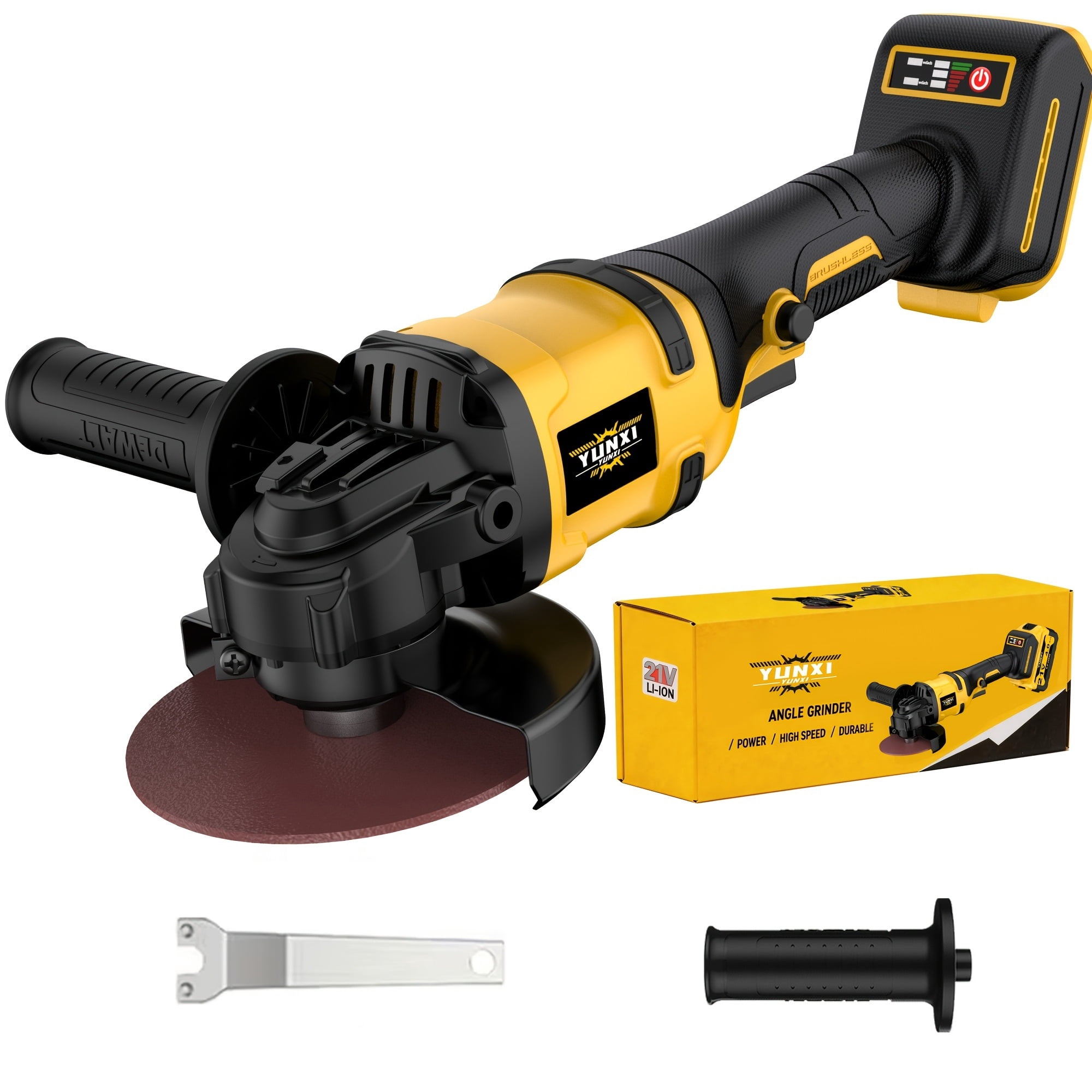 Cordless Angle Grinder Kit, 21V Rechargeable Lithium-Ion Power Tool for Cutting, Grinding, and Polishing with Accessories