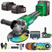 Cordless Angle Grinder Tool 4-1/2 inch, 20V Battery Grinder Kit, Brushless Power Angle Grinders with 2x4.0Ah Batteries, 3 Variable Speed Grinder with 35PCS Accessories for Metal Cutting, Grinding