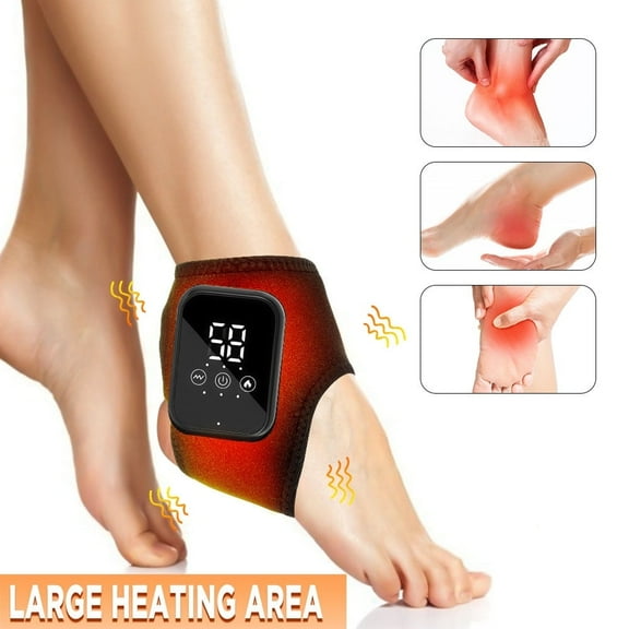 Cordless Ankle Massager with Heat, Portable Foot Massager, Ankle Heating Pad, USB Rechargeable Heated Brace Wrap Warmer for Plantar Fasciitis,Swelling, 3 Heat Levels, 3 Vibration Modes (1PC)