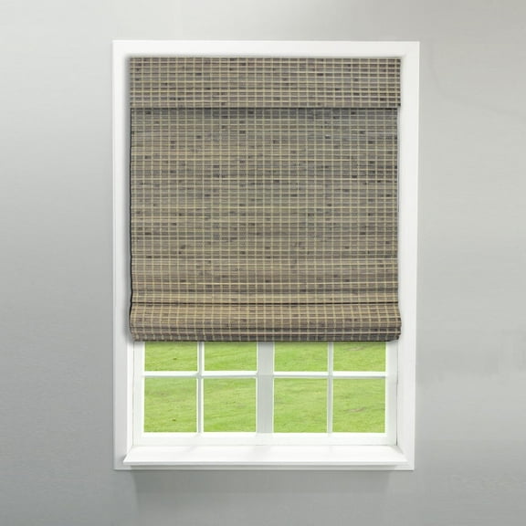 Cordless Bamboo Blinds - Flatstick Bamboo Roman Shades for Interior Windows - Roll Up Woven Shades with Valance - Inside & Outside Mount Roman Window Shades - Driftwood - 31" W x 64" L