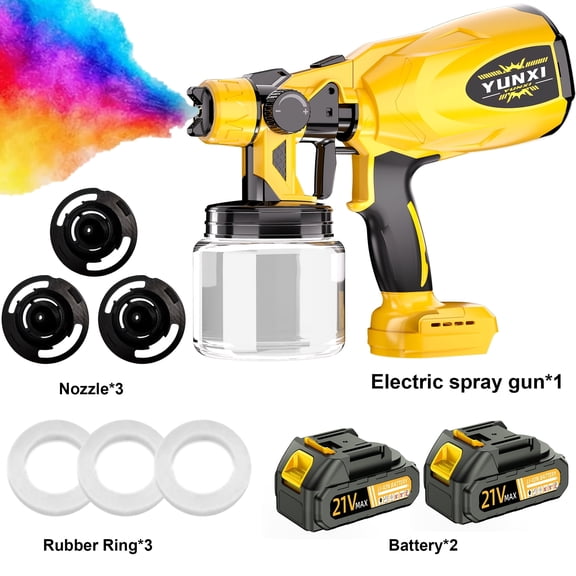 Cordless Battery Powered HVLP Paint Sprayer, Wireless Electric Spray Gun for Indoor Outdoor House Furniture Fence Wall DIY Painting