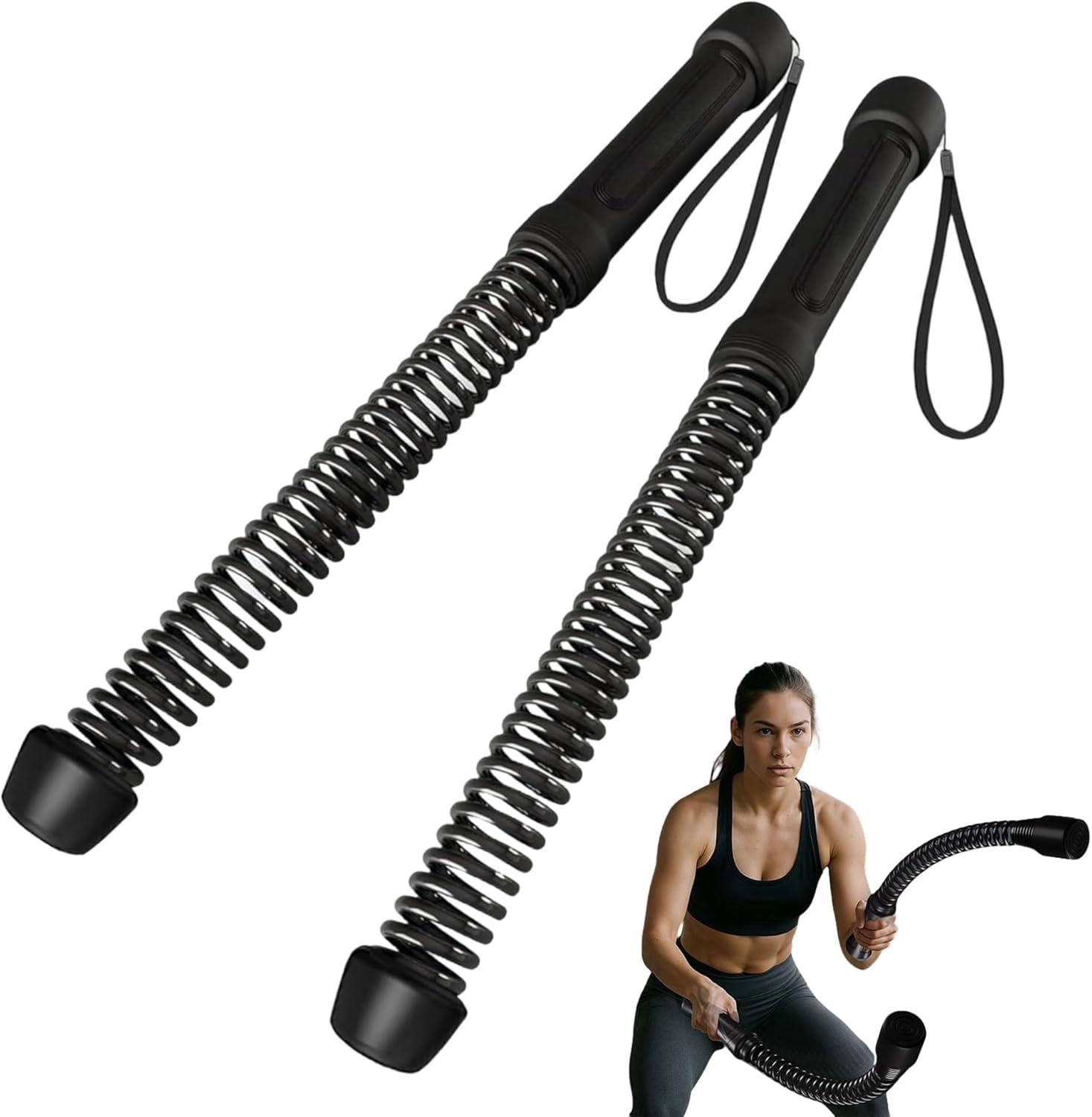 Interchangeable Exercise Ropes Cordless Battle Ropes (2-Pack) Portable Workout Ropes for HIIT Workouts ...