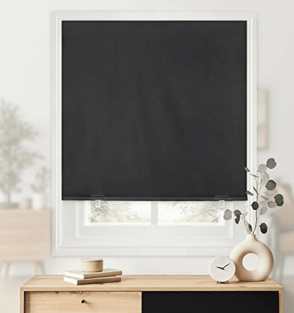 Cordless Blackout Roller Shades for Windows, Thermal Insulated UV Protection Privacy Window Blinds, No Tools No Drill Easy Installation, Perfect for Bedroom (36 Inch Width by 72 Inch Height, Black)