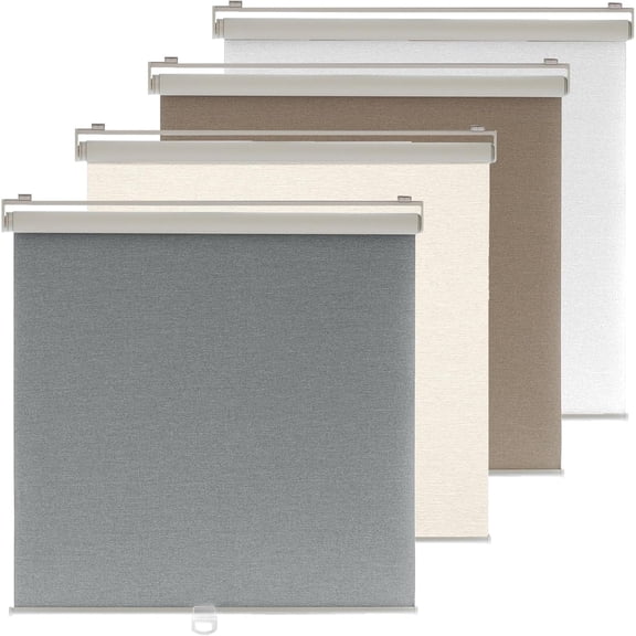 Cordless Blackout Roller Shades with Jacquard Linen Look, Thermal UV Blocking, Linen Grey, 34" x 72"