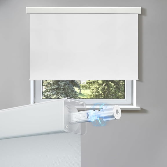 Cordless Blackout Roller Window Shades, Free-Stop Easy Install Room Darkening Thermal Blinds, White, 28" x 72"