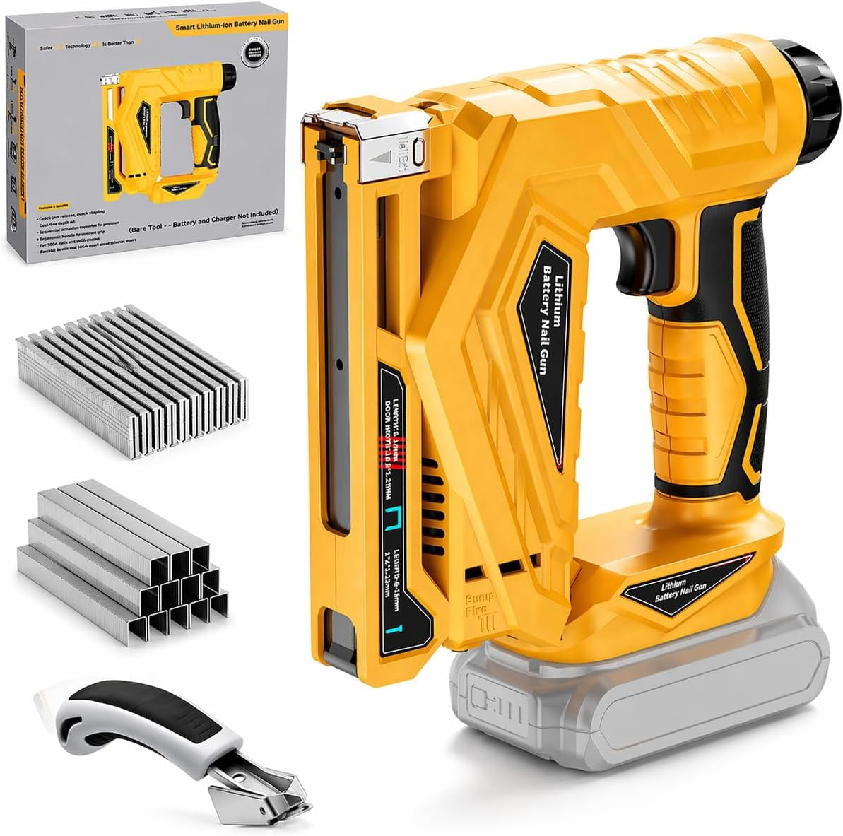 Cordless Brad Nailer & Narrow Crown Stapler 2-in-1 – LED Light, Safety Pin, Compatible with Dewalt 20V MAX Battery Battery Powered Nail Gun for DIY & Woodworking (Tool Only)