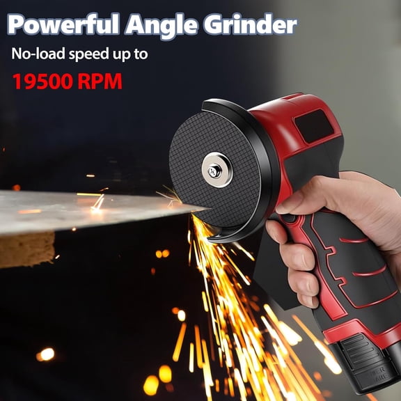 Cordless Brush Angle Grinder Kit, 19500RPM Mini Cordless Angle Grinder, 16.8V Power Angle Grinder with Tool-Free Guard, for Metal Wood Cutting, Grinding, Polishing