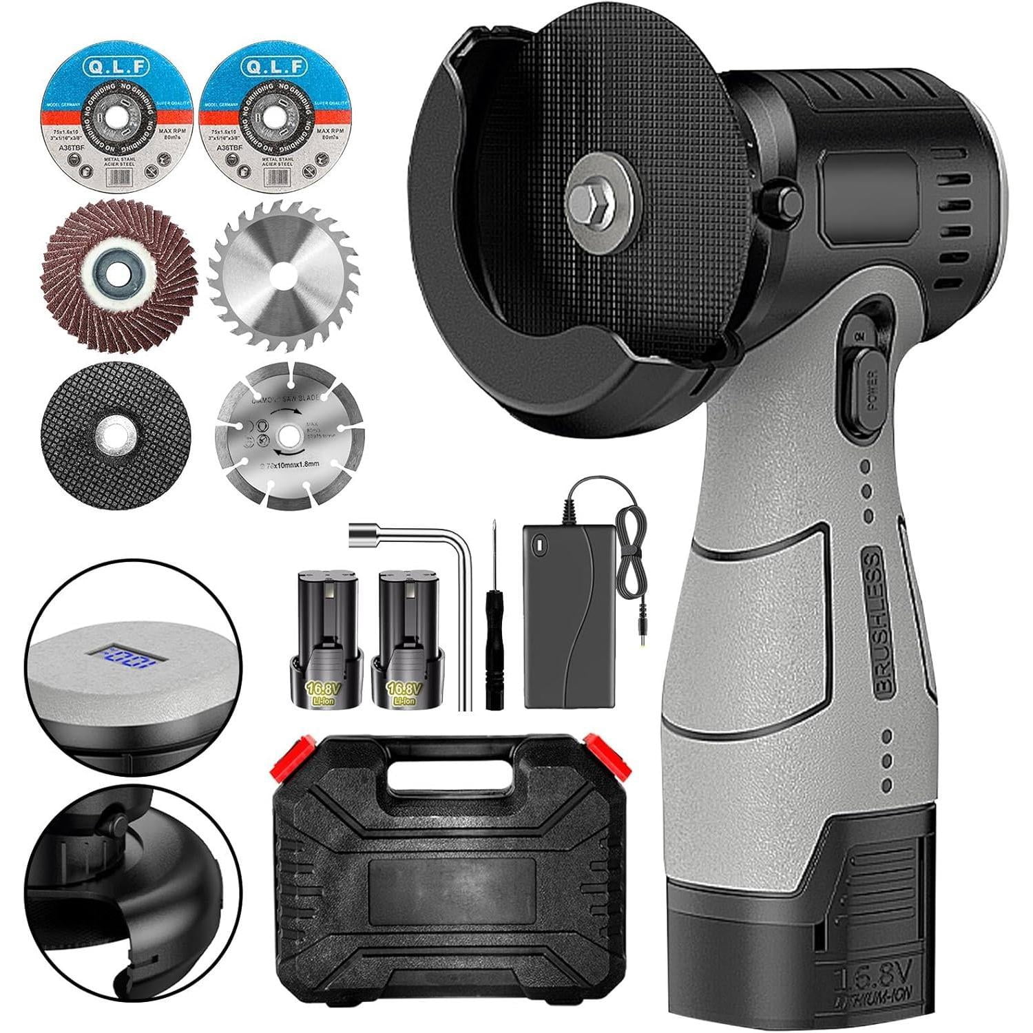 Cordless Brush Angle Grinder Kit, 19500rpm Mini Electric Angle Grinding ...