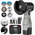 thumbnail image 1 of Cordless Brush Angle Grinder Kit, 19500rpm Mini Electric Angle Grinding Tool with 2pcs 16.8V 2000mAh Batteries and 5-Cutting Discs Woodworking Aluminum Alloy T-Track Fixed Teeth Lawn Trimmer Head Set, 1 of 10