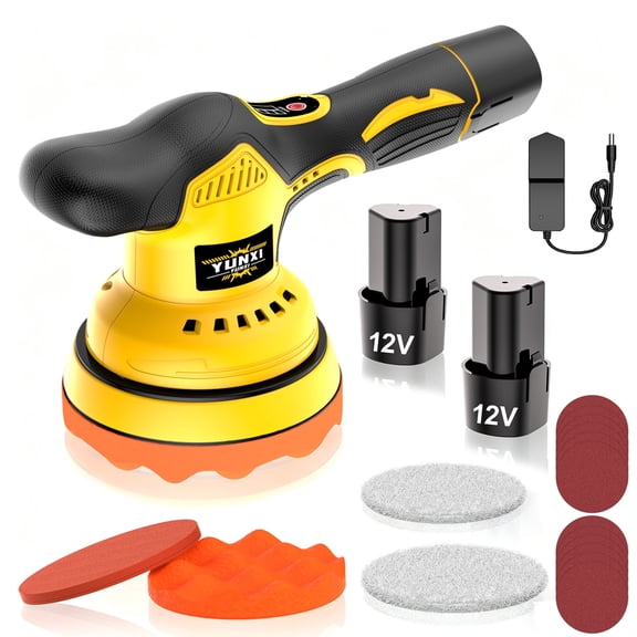 Cordless Brushless Car Polisher Set, Multi-Speed Adjustable Polishing Machine for Car Waxing Scratch Removing & Household Cleaning