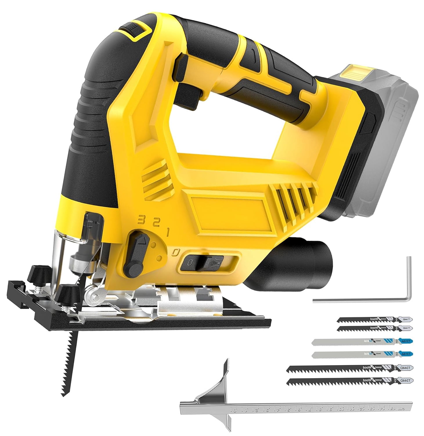 Cordless Brushless Jig Saw Compatible with De walt 20V MAX Battery(No Battery), 7 Speeds, 2900RPM, LED, 45° Bevel Cuts, 3 Orbital Action, with Jigsaw Blades for Straight, Curve, Circle Cutting