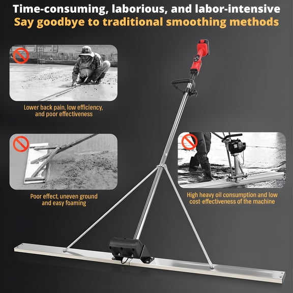 Baellsa Cordless Brushless Power Screed Concrete Tool, 3000-6000RPM Vibratory Leveler with 59" Stainless Steel Board