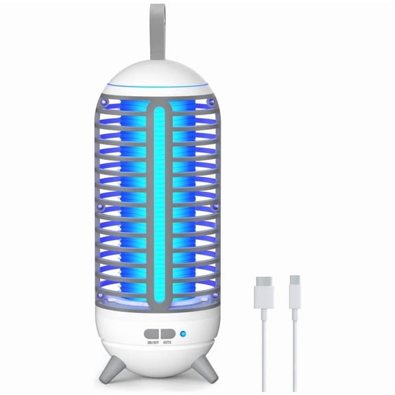 Cordless Bug Zapper Outdoor Rechargeable 2 in 1 Wireless Mosquito Killer Lamp Bug Zapper Electric Trap Ideal Fly Zapper Indoor for Patio, Home, Backyard, Yard, Garden, Campsite (white)