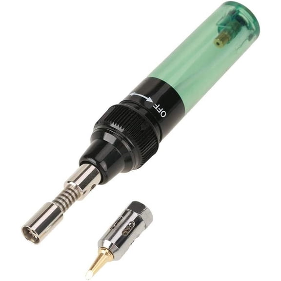 Cordless Butane Gas Soldering Iron Gun & Welding Pen Tool, 1300(2372) Handy Torch for Precision Electronics Soldering (Green)