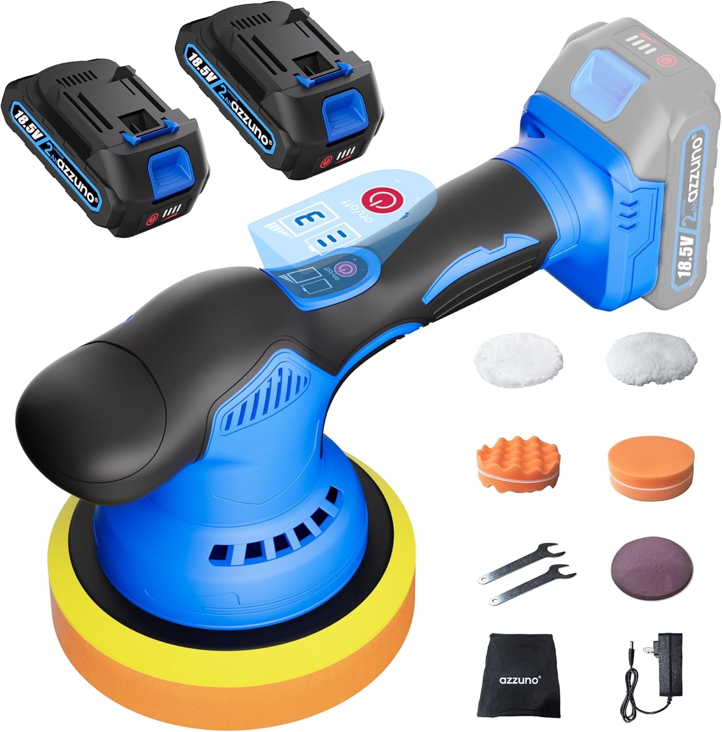 Cordless Car Buffer Polisher, 2x2Ah 21V Batteries 6'' Car buffer Waxer ...